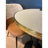 Plateau de table bistrot tradition couleur Crème brillant, cerclage mouluré doré en laiton massif