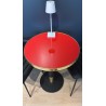 Plateau de table bistrot tradition couleur Rouge Fatal, cerclage mouluré doré en laiton massif