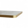 Plateau de table Honoré, carré couleur marbre blanc avec chants pvc doré coins arrondis