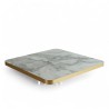 Plateau de table Honoré, carré couleur marbre blanc avec chants pvc doré coins arrondis