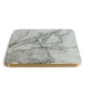 Plateau de table Honoré, carré couleur marbre blanc avec chants pvc doré coins arrondis