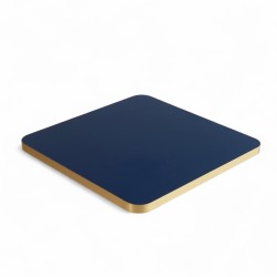 Plateau de table carré - HONORÉ Bleu Marine - Chants Dorés - Coins Arrondis