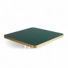 Plateau de table intérieur carré en stratifié couleur vert foncé et bords dorés coins arrondis