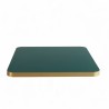 Plateau de table intérieur carré en stratifié couleur vert foncé et bords dorés coins arrondis