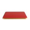 Plateau de table intérieur carré en stratifié couleur rouge et bords dorés coins arrondis
