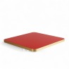 Plateau de table intérieur carré en stratifié couleur rouge et bords dorés coins arrondis