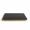 Plateau de table intérieur carré en stratifié couleur noir et bords dorés coins arrondis