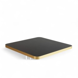 Plateau de table intérieur carré en stratifié couleur noir et bords dorés coins arrondis