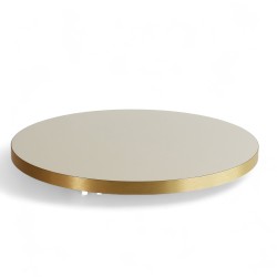 Plateau de table bistrot tradition couleur Crème brillant, chants pvc dorés