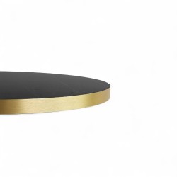 Plateau de table bistrot tradition couleur Mabre Noir Brillant, chants dorés pvc