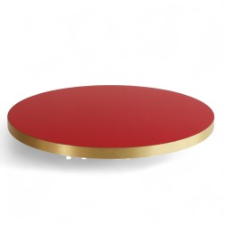Plateau de table bistrot tradition couleur Rouge, chants dorés pvc