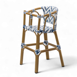 chaise pour bébé de terrasse restaurant Bistromania tressage bleu blanc extérieur ALMA