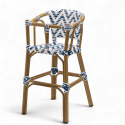 chaise pour bébé de terrasse restaurant Bistromania tressage bleu blanc extérieur ALMA