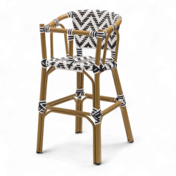 chaise pour bébé de terrasse restaurant Bistromania tressage noir blanc extérieur ALMA