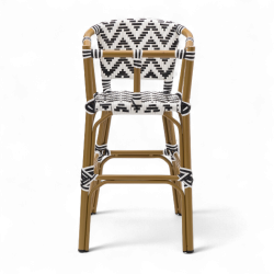 chaise pour bébé de terrasse bistrot Bistromania tressage noir blanc extérieur ALMA