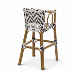 chaise pour bébé de terrasse bistrot Bistromania tressage noir blanc extérieur ALMA