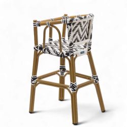 Chaise haute bébé ALMA - Tressage Noir et Blanc