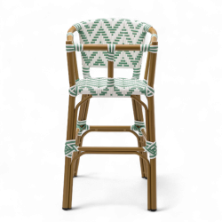 chaise pour bébé de terrasse bistrot Bistromania tressage vert clair blanc extérieur ALMA