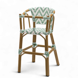 chaise pour bébé de terrasse restaurant Bistromania tressage vert clair blanc extérieur ALMA