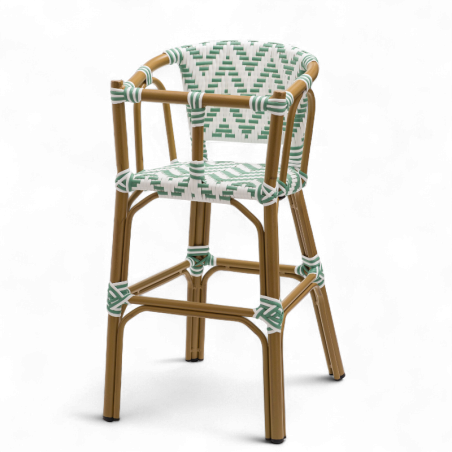 chaise pour bébé de terrasse restaurant Bistromania tressage vert clair blanc extérieur ALMA chaise pour bébé de terrasse restaurant Bistromania tressage vert clair blanc extérieur ALMA
