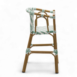 chaise pour bébé de terrasse brasserie Bistromania tressage vert clair blanc extérieur ALMA