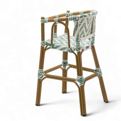 Chaise haute bébé ALMA - Tressage Vert clair et Blanc