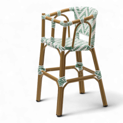 Chaise haute bébé ALMA - Tressage Vert clair et Blanc