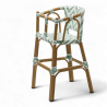 Chaise haute bébé ALMA - Tressage Vert clair et Blanc
