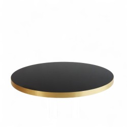 Plateau de table bistrot tradition couleur Noir Brillant, chants pvc qualité professionnelle Bistromania chants dorés