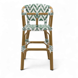 chaise pour bébé de terrasse bistrot Bistromania tressage vert foncé blanc extérieur ALMA