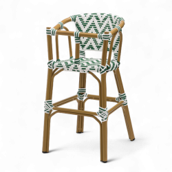 chaise pour bébé de terrasse restaurant Bistromania tressage vert foncé blanc extérieur ALMA