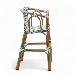 chaise pour bébé de terrasse café Bistromania tressage vert foncé blanc extérieur ALMA