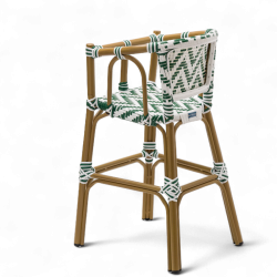 Chaise haute bébé ALMA - Tressage Vert foncé et Blanc