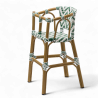 Chaise haute bébé ALMA - Tressage Vert foncé et Blanc