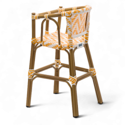 chaise pour bébé de terrasse café Bistromania tressage jaune blanc extérieur ALMA