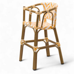 Chaise haute bébé ALMA - Tressage Jaune et Blanc