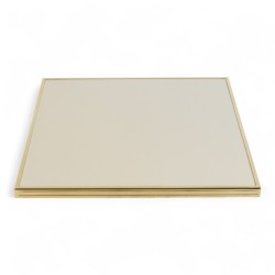 Plateau de table VENDÔME Carré - Crème Brillant - Cadre laiton mouluré
