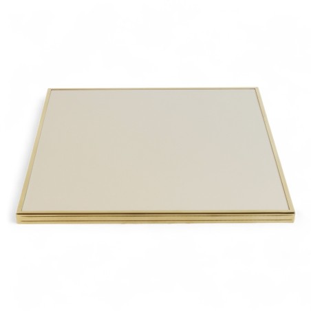 Plateau de table VENDÔME Carré - Crème Mat - Cadre laiton mouluré