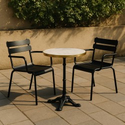 Fauteuil de terrasse NICE - Lattes en métal - Noir