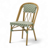 chaise de terrasse parisienne troca tressée vert blanc structure aluminium couleur rotin