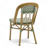 chaise de terrasse parisienne troca tressée vert blanc structure aluminium couleur rotin