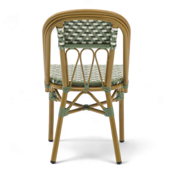 chaise de terrasse parisienne troca tressée vert blanc structure aluminium couleur rotin