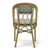 chaise de terrasse parisienne troca tressée vert blanc structure aluminium couleur rotin