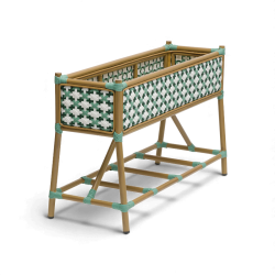 jardinière de terrasse de brasserie st germain en aluminium tressage vert et blanc