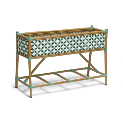 jardinière de terrasse de restaurant st germain en aluminium tressage vert et blanc