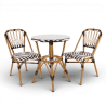 table de jardin tressage noir et blanc style bistrot parisien D60 cm