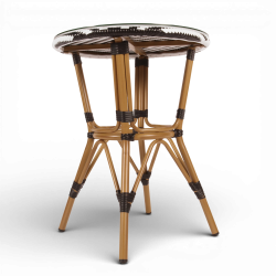 table de jardin tressage noir et blanc style bistrot parisien D60 cm