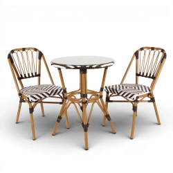 Chaise de terrasse AIX - Tressage Noir et Blanc