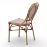 chaise de terrasse parisienne textilene rouge et blanc structure alu rotin empilable