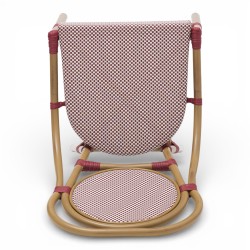 chaise de terrasse parisienne textilene rouge et blanc structure alu rotin empilable